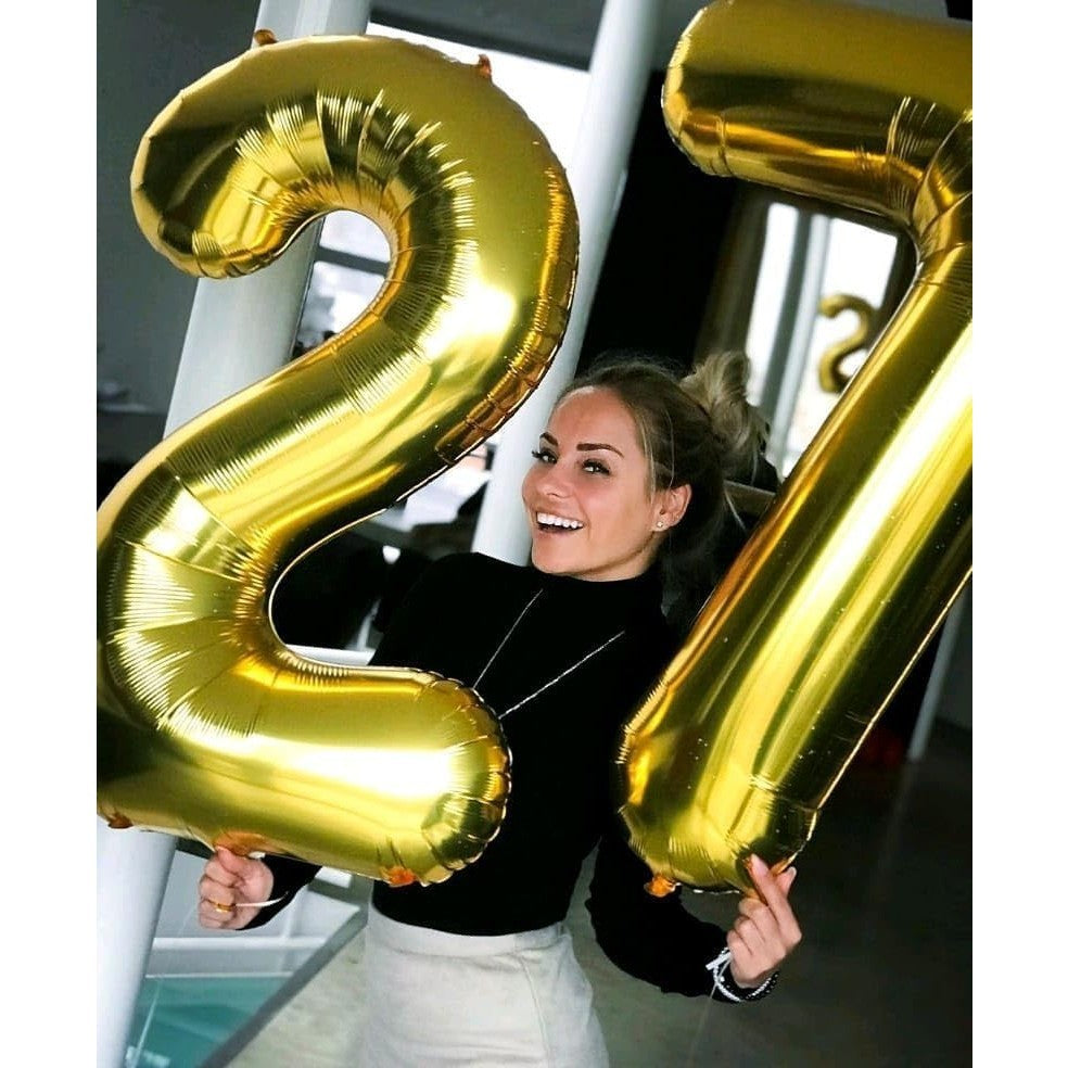 Balon Din Folie Metalizata, Figurina Cifra, Tema Aniversare 100 Cm, Ambalaj Individual, Pai Inclus, Umflare Cu Aer Sau Heliu, Cifra 7 - vivimall.ro