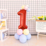 Balon din Folie Metalizata Vivimall, Figurina Cifra, Tema Aniversare 100 cm, Ambalaj Individual, Pai inclus, Umflare cu Aer sau Heliu, Rosu, Cifra 1 - vivimall.ro