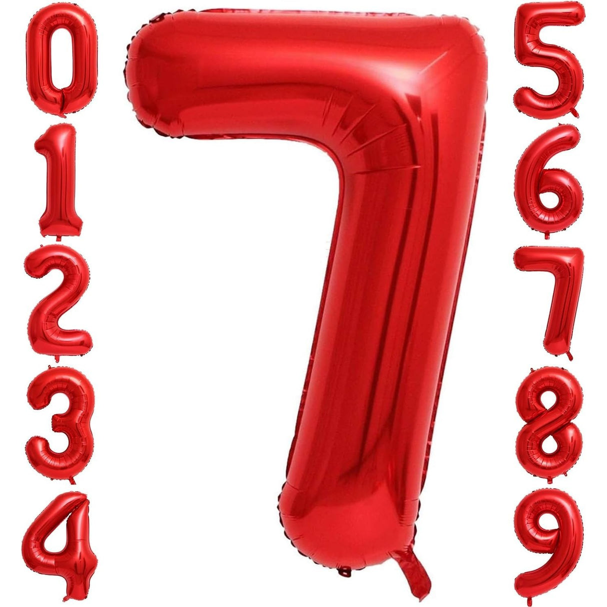 Balon Din Folie Metalizata, Figurina Cifra, Tema Aniversare 100 Cm, Ambalaj Individual, Pai Inclus, Umflare Cu Aer Sau Heliu, Cifra 7