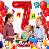 Balon Din Folie Metalizata, Figurina Cifra, Tema Aniversare 100 Cm, Ambalaj Individual, Pai Inclus, Umflare Cu Aer Sau Heliu, Cifra 7