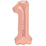 Balon din Folie Metalizata Vivimall, Figurina Cifra, Tema Aniversare 100 cm, Ambalaj Individual, Pai inclus, Umflare cu Aer sau Heliu, Coral, Rose, Cifra 1 - vivimall.ro