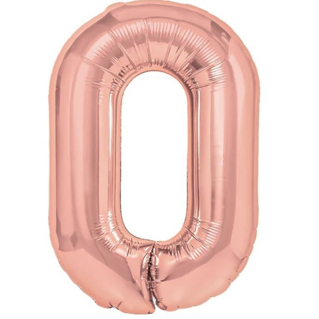 Balon din Folie Metalizata Vivimall, Figurina Cifra, Tema Aniversare 100 cm, Ambalaj Individual, Pai inclus, Umflare cu Aer sau Heliu, Coral, Rose, Cifra 0 - vivimall.ro