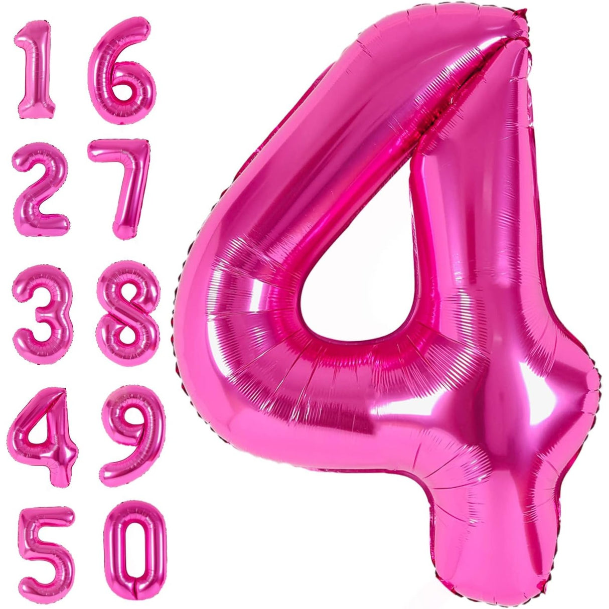 Balon Din Folie Metalizata, Figurina Cifra, Tema Aniversare 40 Cm, Ambalaj Individual, Pai Inclus, Umflare Cu Aer Sau Heliu, Cifra 4
