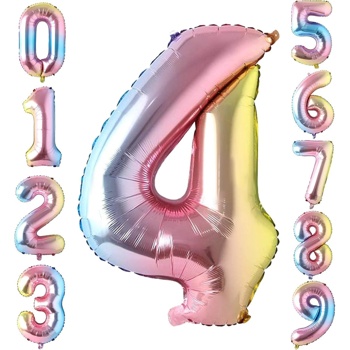 Balon Din Folie Metalizata, Figurina Cifra, Tema Aniversare 40 Cm, Ambalaj Individual, Pai Inclus, Umflare Cu Aer Sau Heliu, Cifra 4