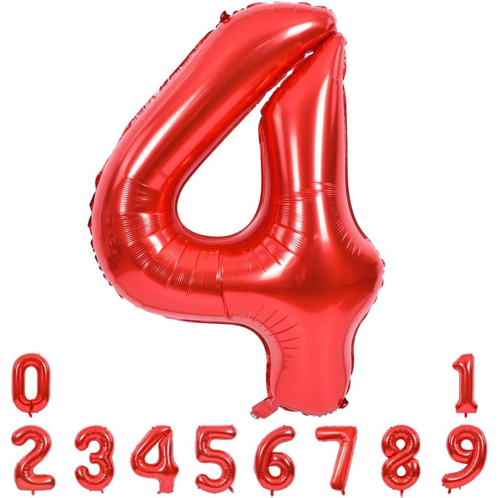 Balon Din Folie Metalizata, Figurina Cifra, Tema Aniversare 40 Cm, Ambalaj Individual, Pai Inclus, Umflare Cu Aer Sau Heliu, Cifra 4 - vivimall.ro