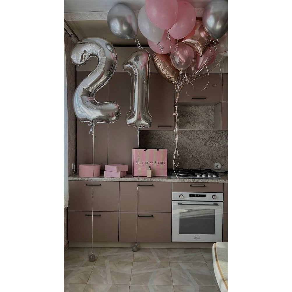 Balon Din Folie Metalizata, Figurina Cifra, Tema Aniversare 40 Cm, Ambalaj Individual, Pai Inclus, Umflare Cu Aer Sau Heliu, Cifra 2 - vivimall.ro