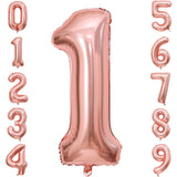 Balon din Folie Metalizata Vivimall, Figurina Cifra, Tema Aniversare 40 cm, Ambalaj Individual, Pai inclus, Umflare cu Aer sau Heliu, Rose Gold, Cifra 1 - vivimall.ro