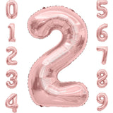 Balon din Folie Metalizata Vivimall, Figurina Cifra, Tema Aniversare 40 cm, Ambalaj Individual, Pai inclus, Umflare cu Aer sau Heliu, Rose Gold, Cifra 2 - vivimall.ro
