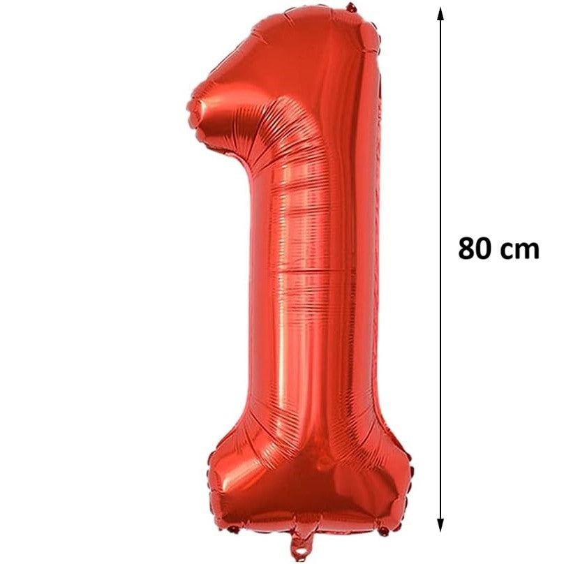 Balon Din Folie Metalizata, Figurina Cifra, Tema Aniversare 80 Cm, Ambalaj Individual, Pai Inclus, Umflare Cu Aer Sau Heliu, Cifra 1