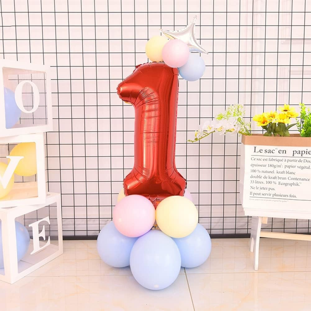 Balon Din Folie Metalizata, Figurina Cifra, Tema Aniversare 80 Cm, Ambalaj Individual, Pai Inclus, Umflare Cu Aer Sau Heliu, Cifra 1