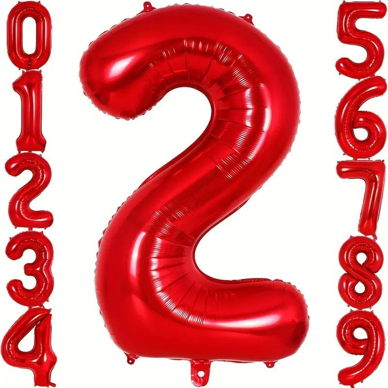 Balon Din Folie Metalizata, Figurina Cifra, Tema Aniversare 80 Cm, Ambalaj Individual, Pai Inclus, Umflare Cu Aer Sau Heliu, Cifra 2