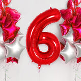 Balon Din Folie Metalizata, Figurina Cifra, Tema Aniversare 80 Cm, Ambalaj Individual, Pai Inclus, Umflare Cu Aer Sau Heliu, Cifra 6