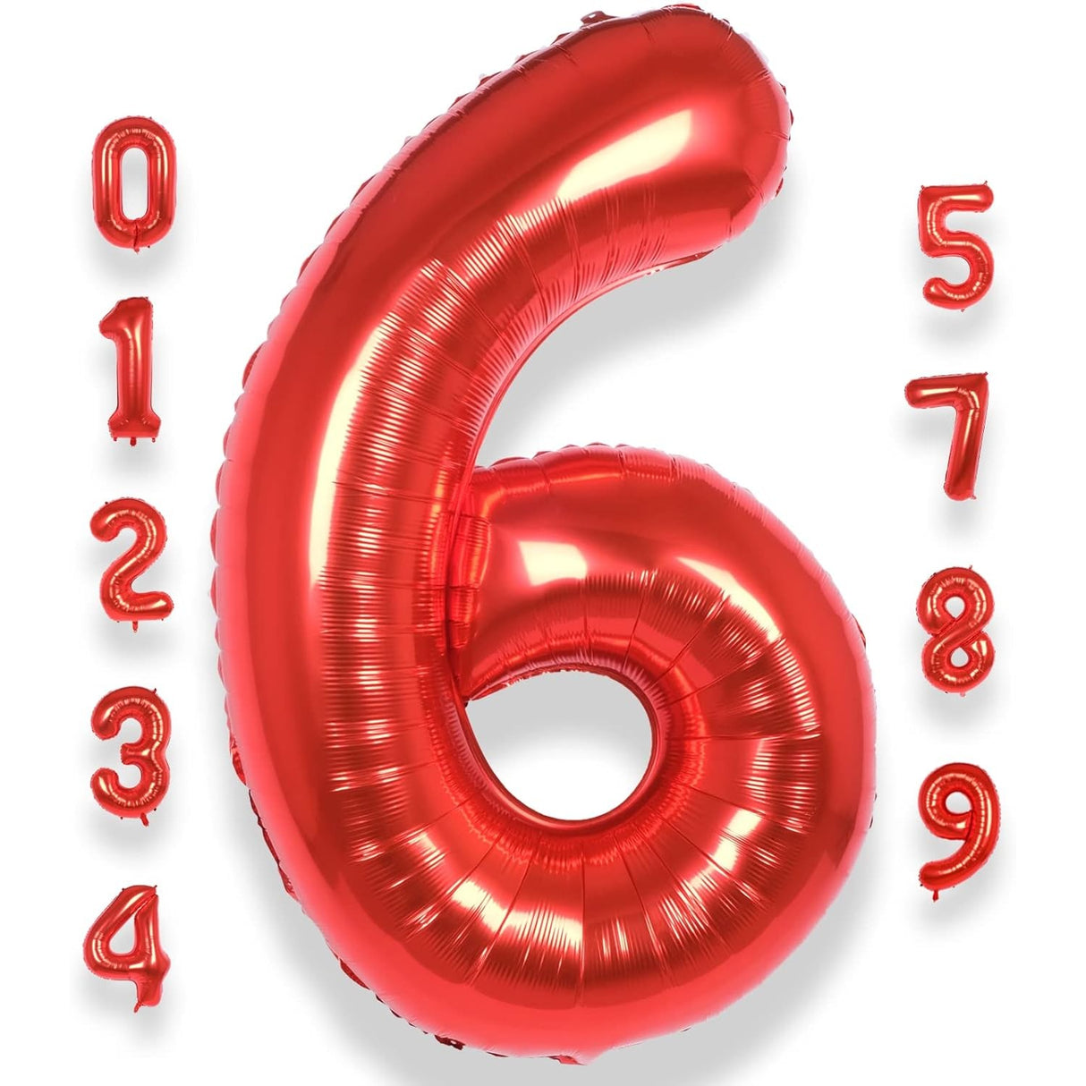 Balon Din Folie Metalizata, Figurina Cifra, Tema Aniversare 80 Cm, Ambalaj Individual, Pai Inclus, Umflare Cu Aer Sau Heliu, Cifra 6