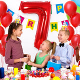 Balon Din Folie Metalizata, Figurina Cifra, Tema Aniversare 80 Cm, Ambalaj Individual, Pai Inclus, Umflare Cu Aer Sau Heliu, Cifra 7