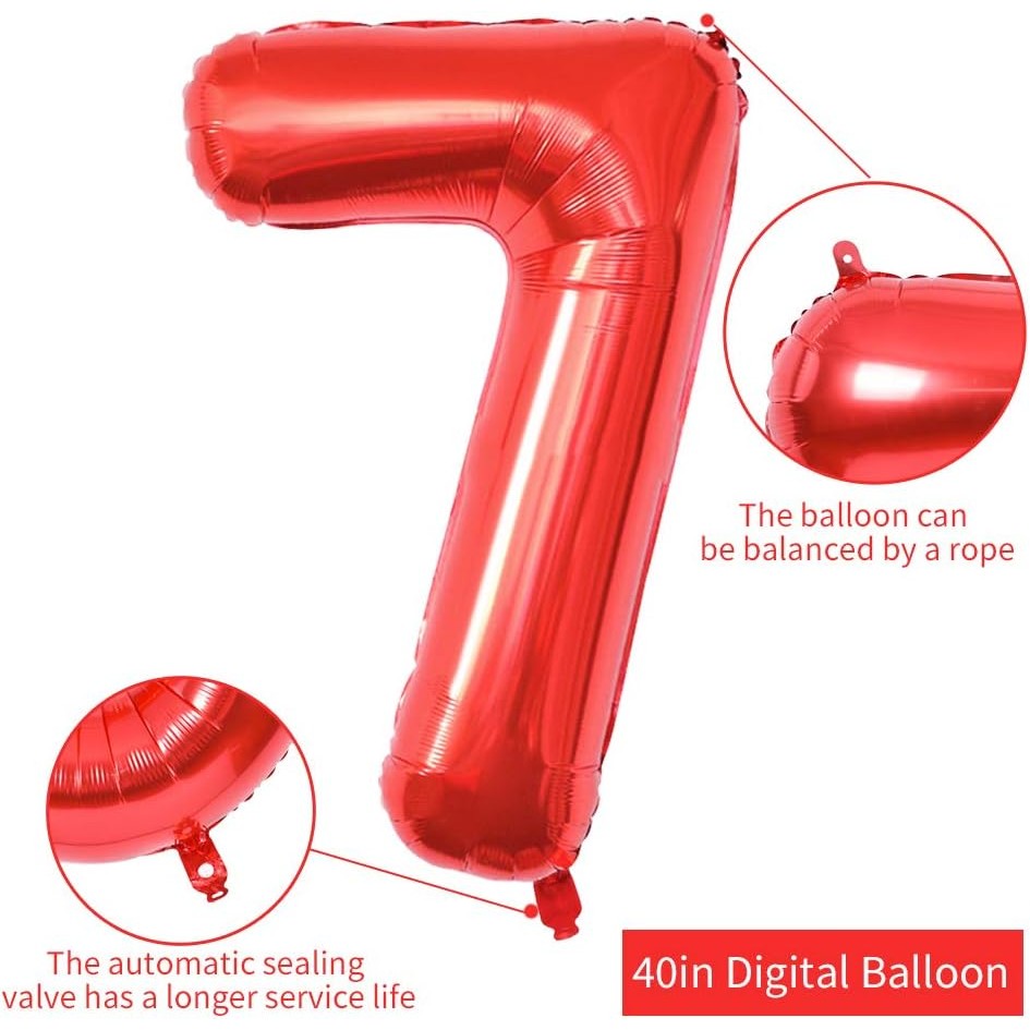 Balon Din Folie Metalizata, Figurina Cifra, Tema Aniversare 80 Cm, Ambalaj Individual, Pai Inclus, Umflare Cu Aer Sau Heliu, Cifra 7