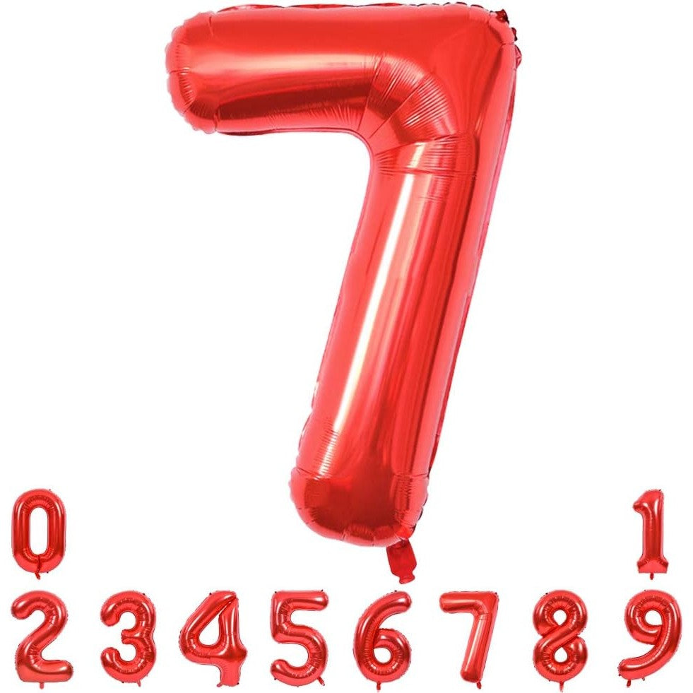 Balon Din Folie Metalizata, Figurina Cifra, Tema Aniversare 80 Cm, Ambalaj Individual, Pai Inclus, Umflare Cu Aer Sau Heliu, Cifra 7