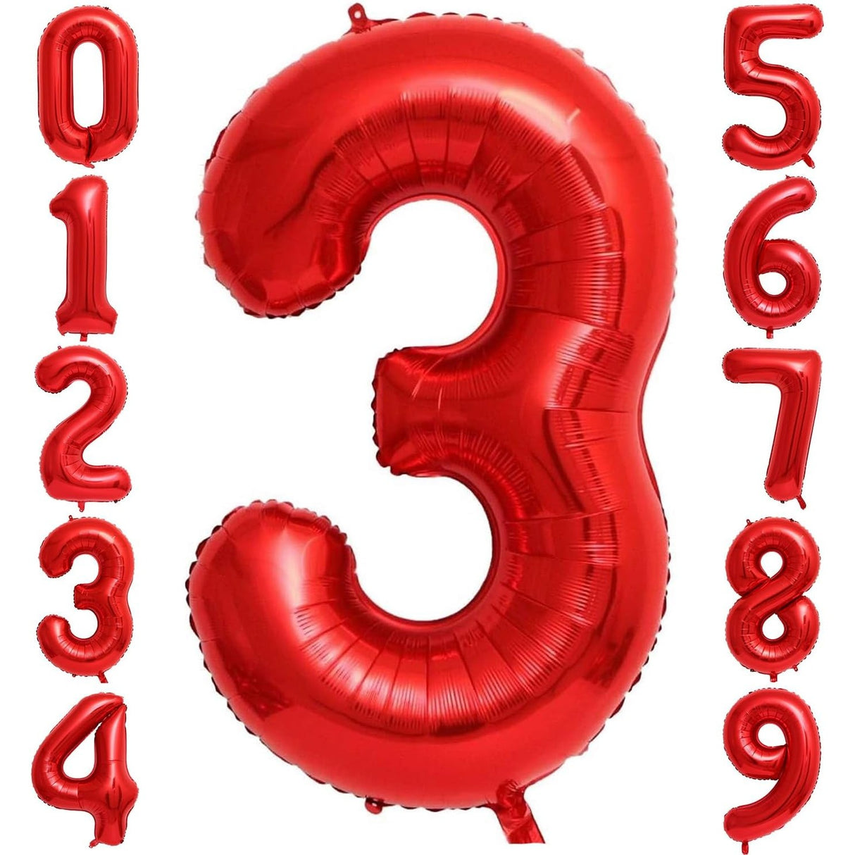 Balon Din Folie Metalizata, Figurina Cifra, Tema Aniversare 80 Cm, Ambalaj Individual, Pai Inclus, Umflare Cu Aer Sau Heliu, Cifra 3