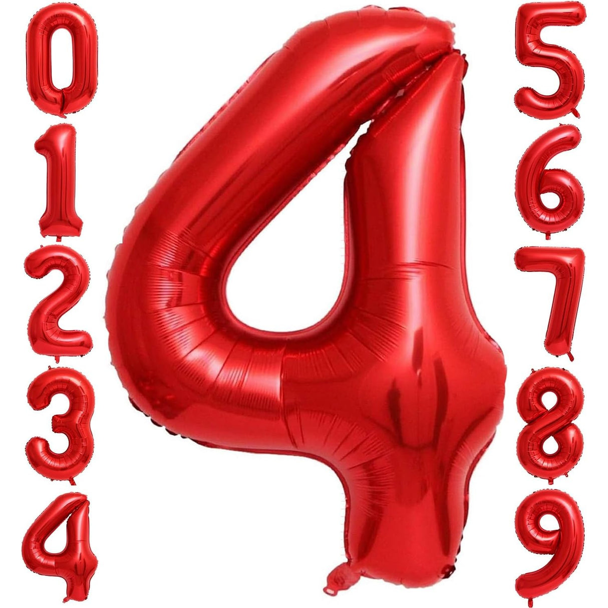 Balon Din Folie Metalizata, Figurina Cifra, Tema Aniversare 80 Cm, Ambalaj Individual, Pai Inclus, Umflare Cu Aer Sau Heliu, Cifra 4