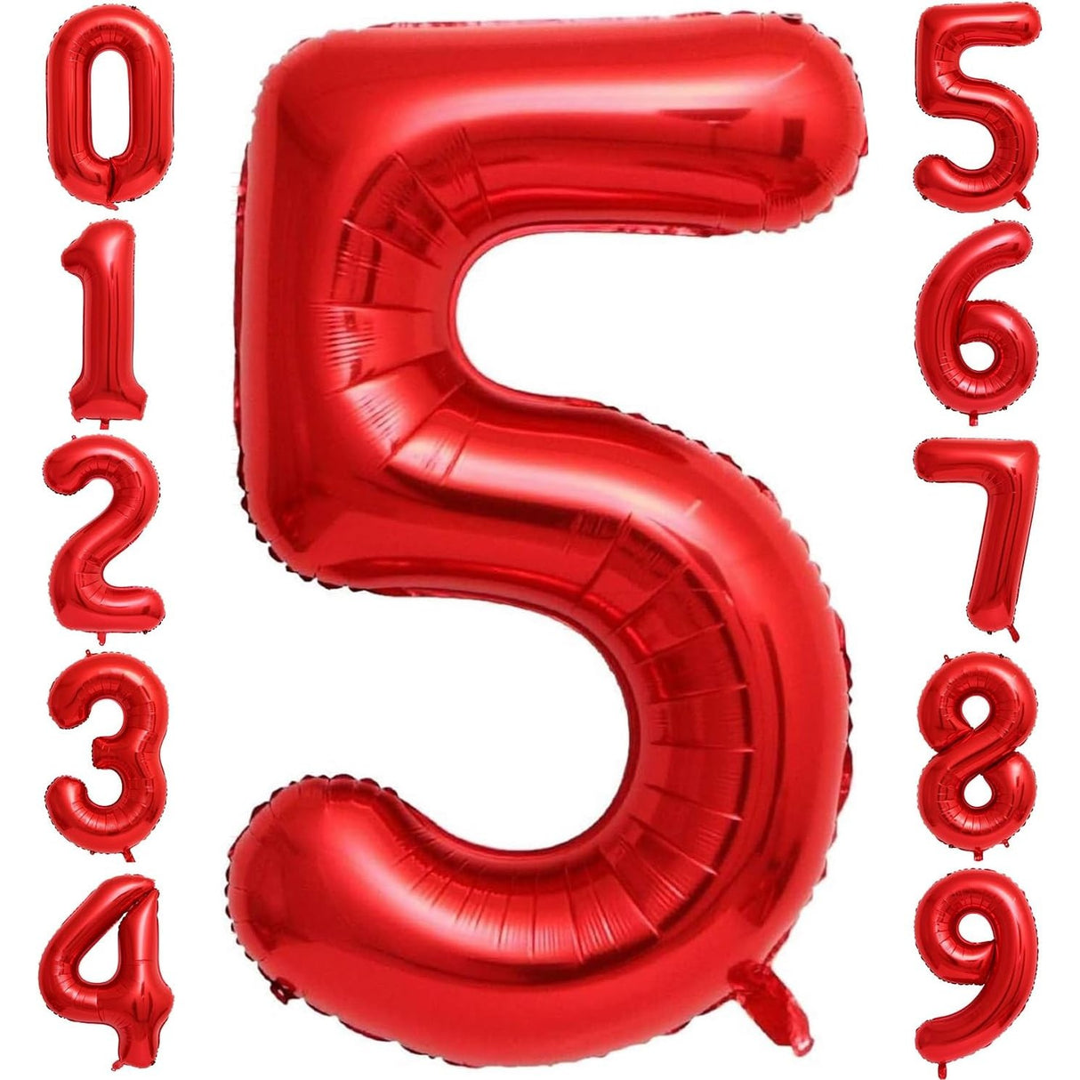 Balon Din Folie Metalizata, Figurina Cifra, Tema Aniversare 80 Cm, Ambalaj Individual, Pai Inclus, Umflare Cu Aer Sau Heliu, Cifra 5
