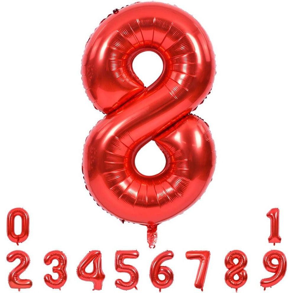 Balon Din Folie Metalizata, Figurina Cifra, Tema Aniversare 80 Cm, Ambalaj Individual, Pai Inclus, Umflare Cu Aer Sau Heliu, Cifra 8