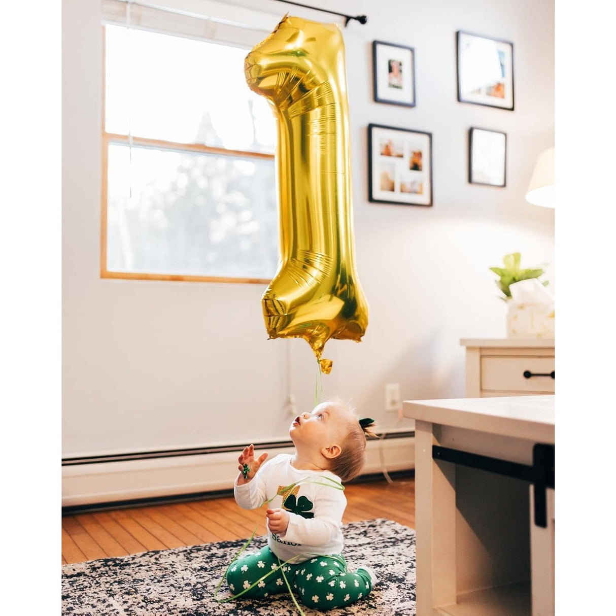 Balon Din Folie Metalizata, Figurina Cifra, Tema Aniversare 40 Cm, Ambalaj Individual, Pai Inclus, Umflare Cu Aer Sau Heliu, Cifra 1