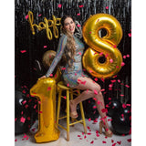 Balon Din Folie Metalizata, Figurina Cifra, Tema Aniversare 80 Cm, Ambalaj Individual, Pai Inclus, Umflare Cu Aer Sau Heliu, Cifra 8