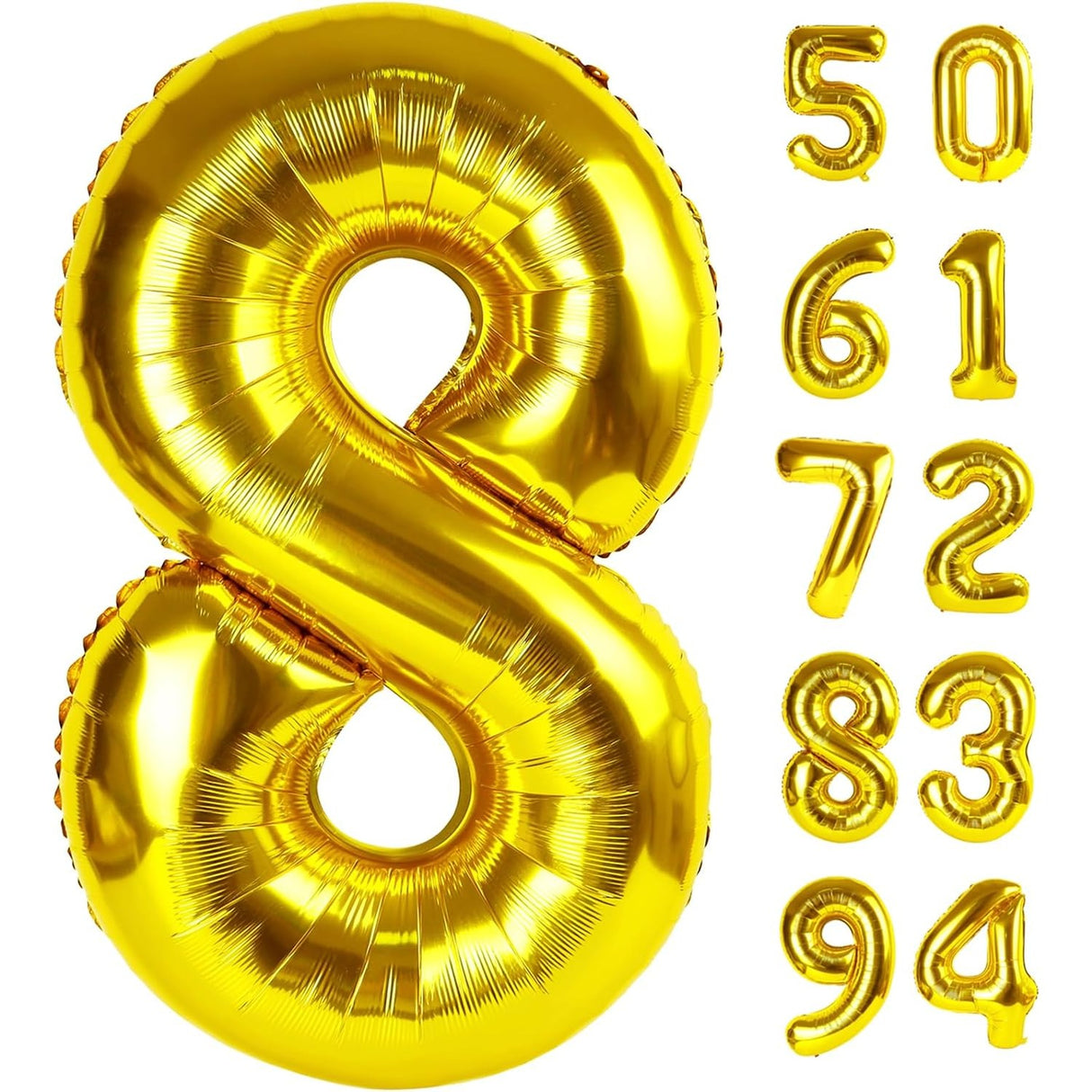 Balon Din Folie Metalizata, Figurina Cifra, Tema Aniversare 80 Cm, Ambalaj Individual, Pai Inclus, Umflare Cu Aer Sau Heliu, Cifra 8