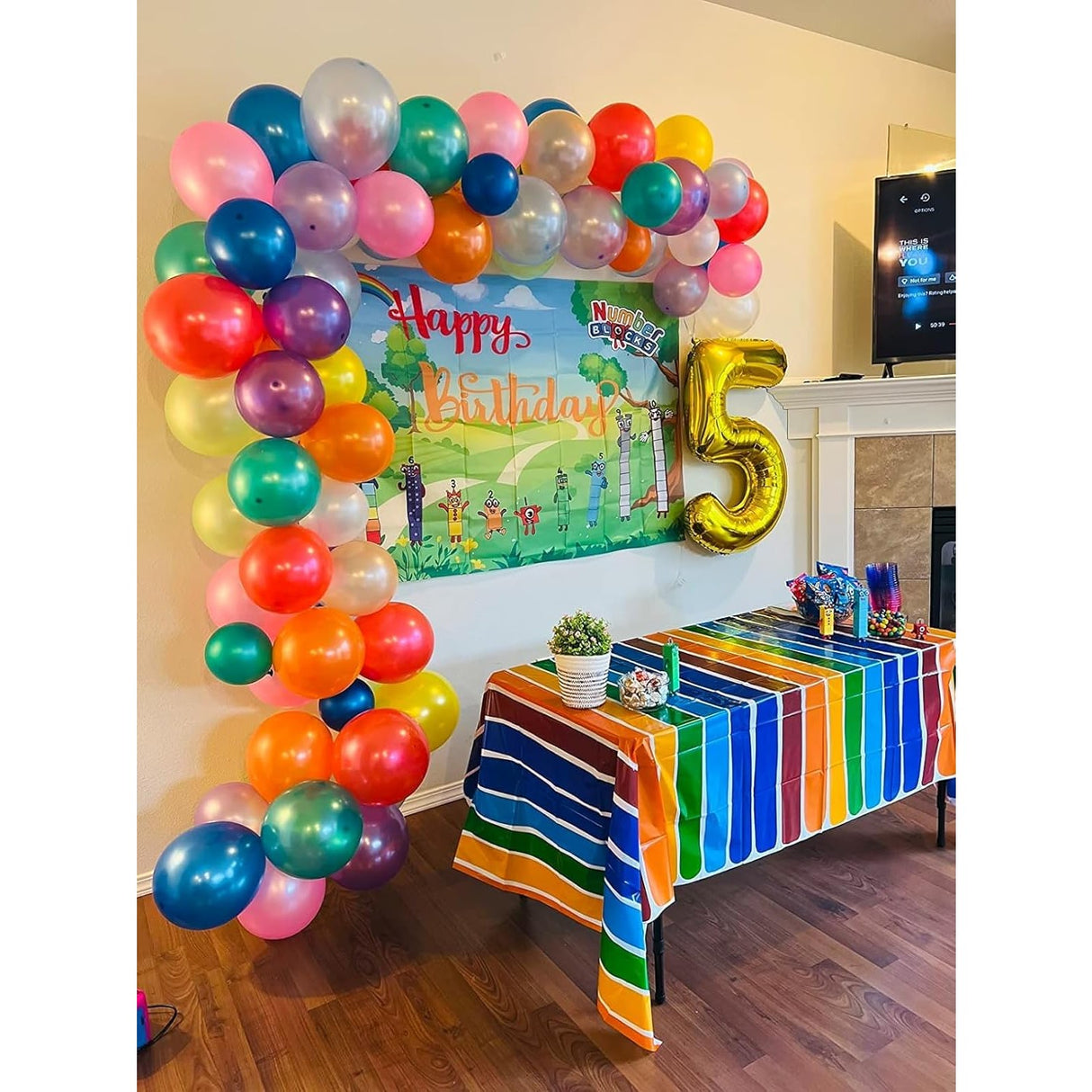 Balon Din Folie Metalizata, Figurina Cifra, Tema Aniversare 80 Cm, Ambalaj Individual, Pai Inclus, Umflare Cu Aer Sau Heliu, Cifra 5