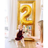 Balon Din Folie Metalizata, Figurina Cifra, Tema Aniversare 80 Cm, Ambalaj Individual, Pai Inclus, Umflare Cu Aer Sau Heliu, Cifra 2