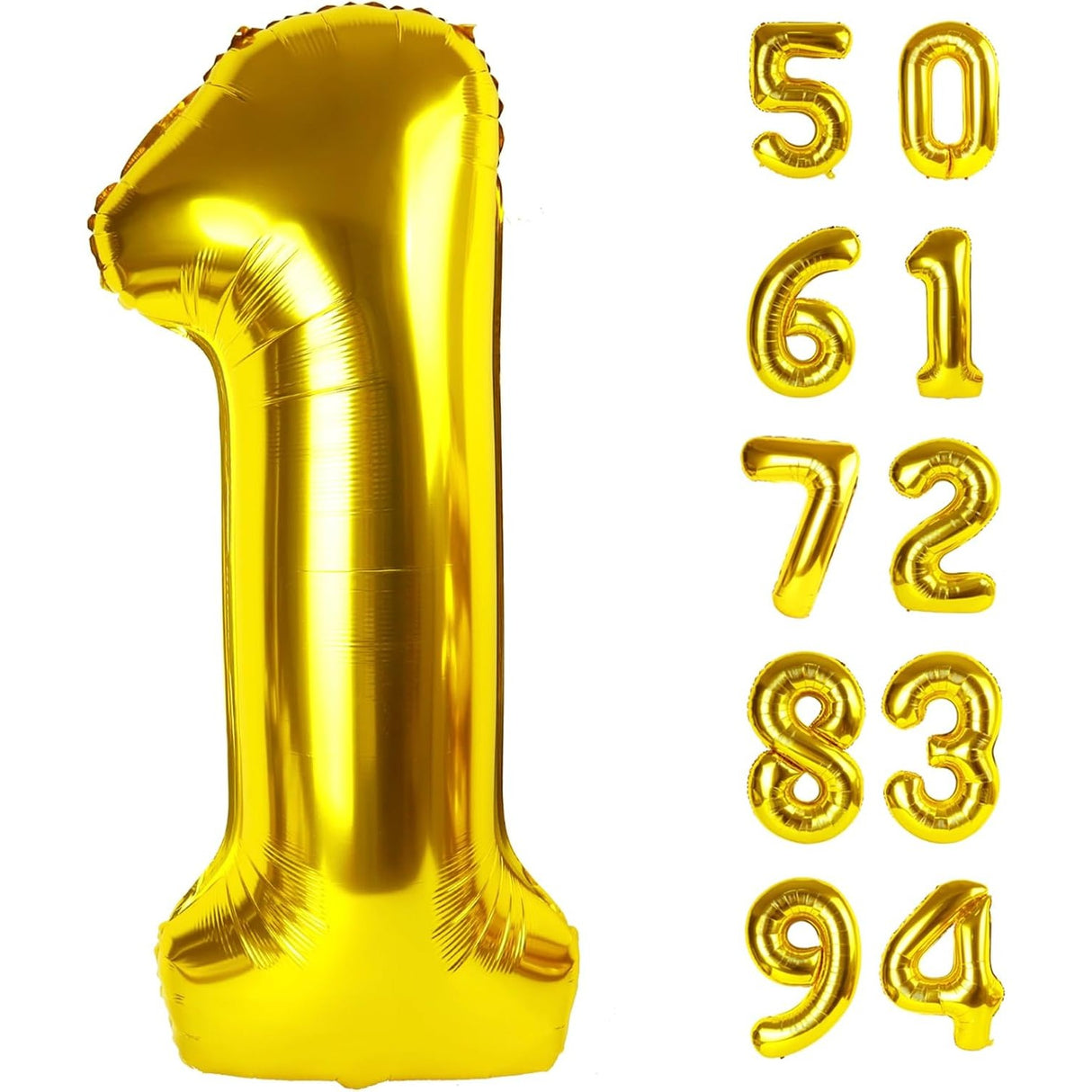 Balon Din Folie Metalizata, Figurina Cifra, Tema Aniversare 80 Cm, Ambalaj Individual, Pai Inclus, Umflare Cu Aer Sau Heliu, Cifra 1