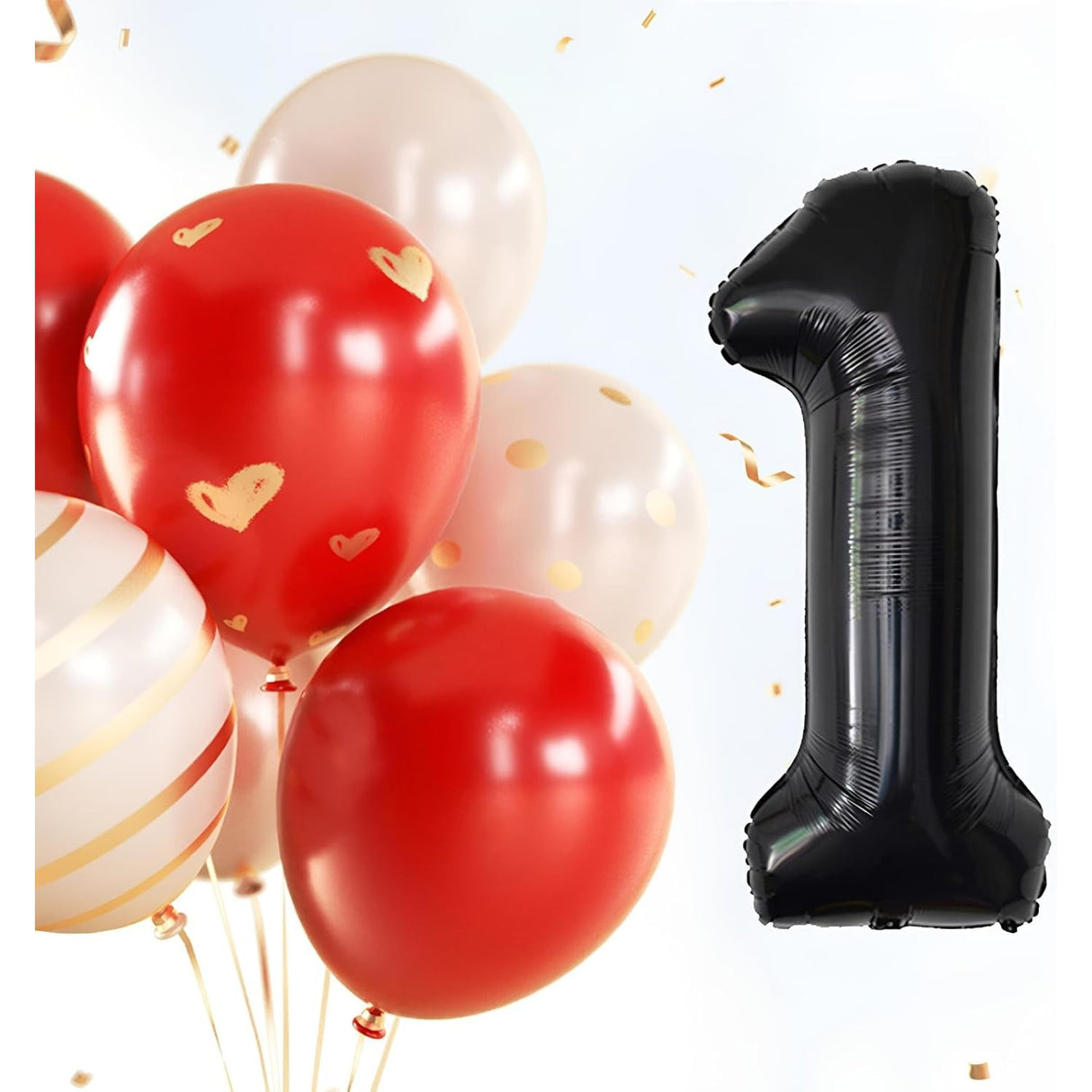 Balon Din Folie Metalizata, Figurina Cifra, Tema Aniversare 80 Cm, Ambalaj Individual, Pai Inclus, Umflare Cu Aer Sau Heliu, Cifra 1 - vivimall.ro
