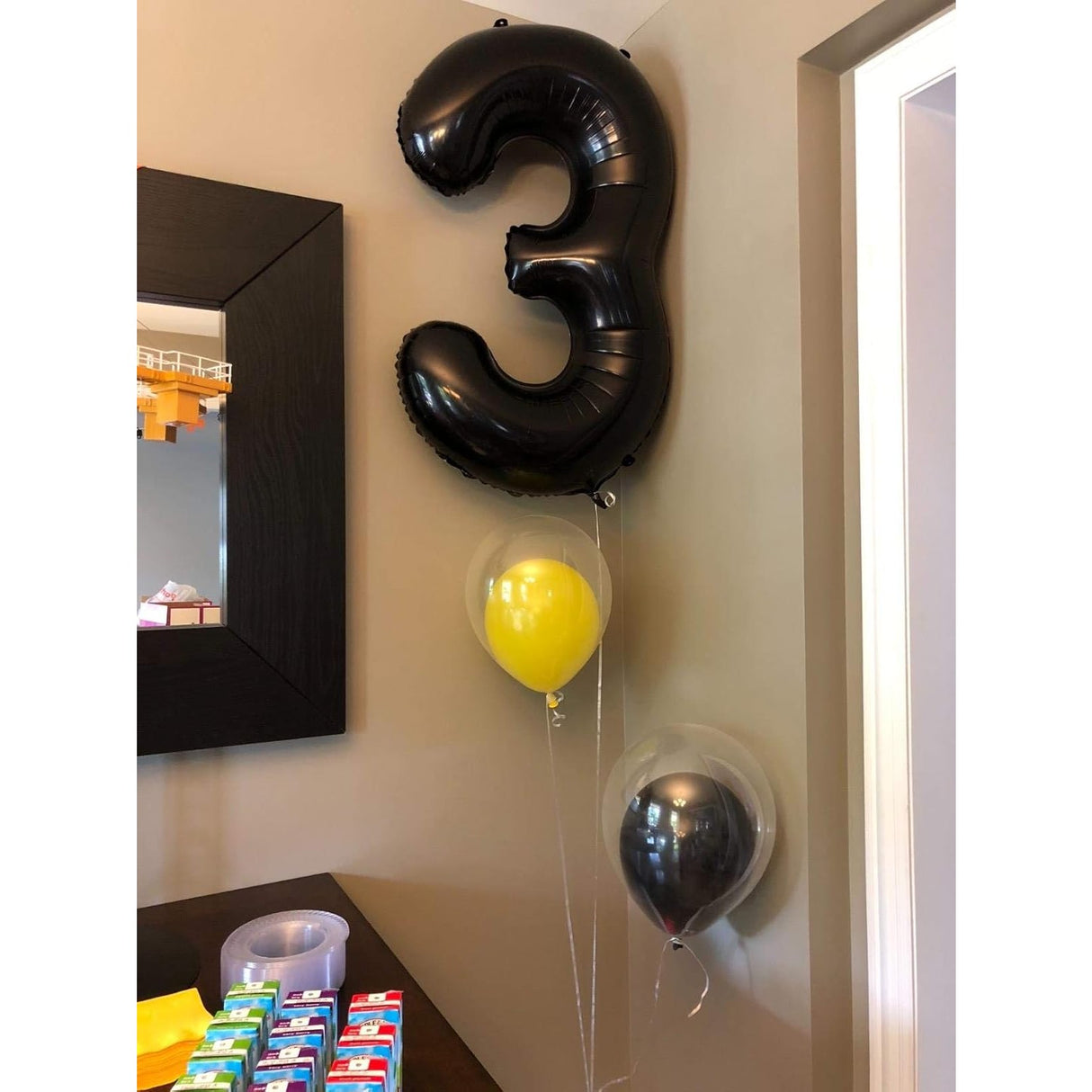 Balon Din Folie Metalizata, Figurina Cifra, Tema Aniversare 80 Cm, Ambalaj Individual, Pai Inclus, Umflare Cu Aer Sau Heliu, Cifra 3 - vivimall.ro