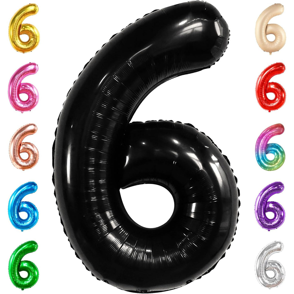 Balon Din Folie Metalizata, Figurina Cifra, Tema Aniversare 80 Cm, Ambalaj Individual, Pai Inclus, Umflare Cu Aer Sau Heliu, Cifra 6 - vivimall.ro