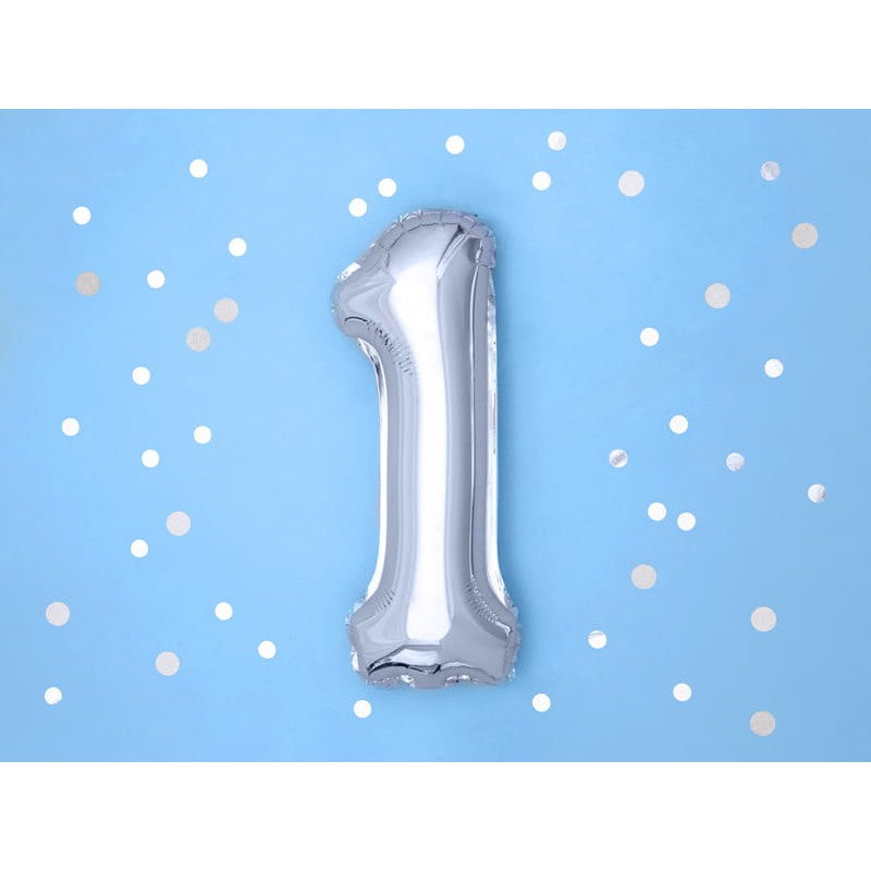 Balon Din Folie Metalizata, Figurina Cifra, Tema Aniversare 80 Cm, Ambalaj Individual, Pai Inclus, Umflare Cu Aer Sau Heliu, Cifra 1 - vivimall.ro