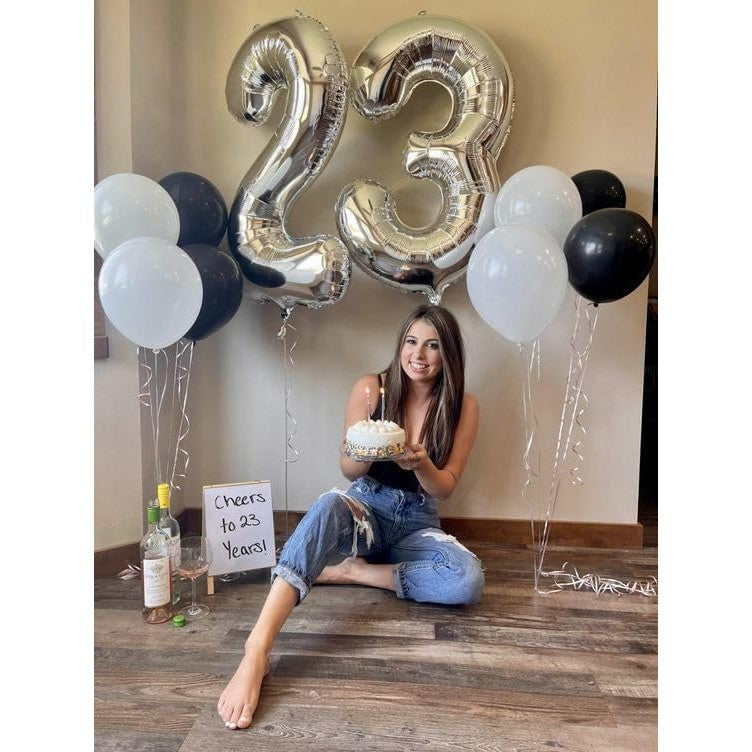 Balon Din Folie Metalizata, Figurina Cifra, Tema Aniversare 80 Cm, Ambalaj Individual, Pai Inclus, Umflare Cu Aer Sau Heliu, Cifra 2 - vivimall.ro