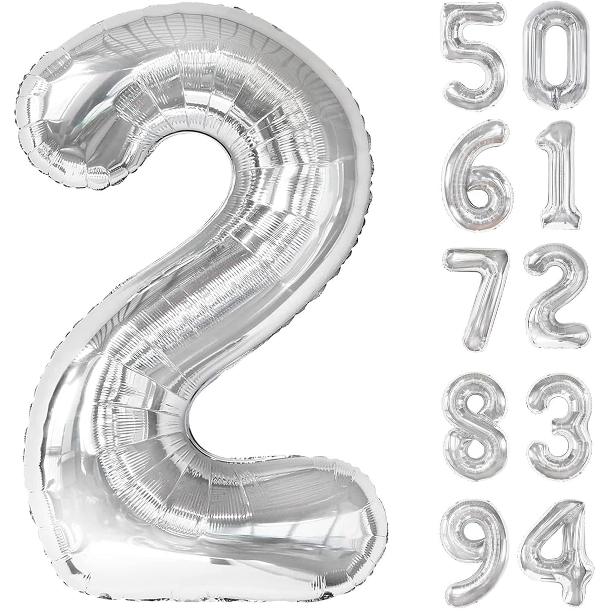 Balon Din Folie Metalizata, Figurina Cifra, Tema Aniversare 80 Cm, Ambalaj Individual, Pai Inclus, Umflare Cu Aer Sau Heliu, Cifra 2 - vivimall.ro