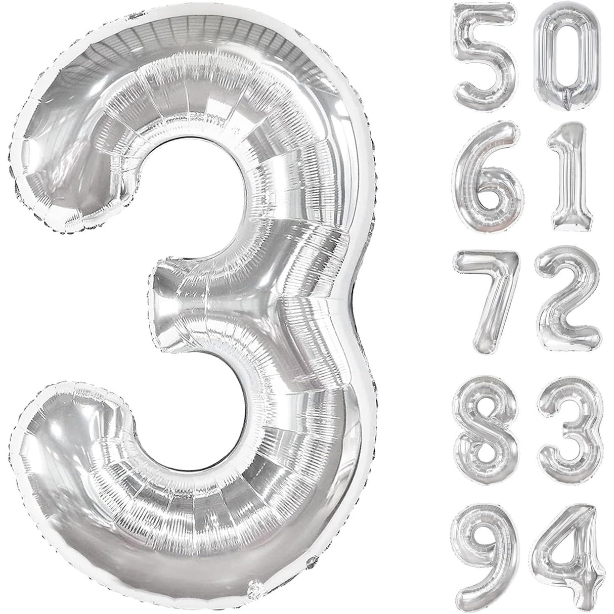 Balon Din Folie Metalizata, Figurina Cifra, Tema Aniversare 80 Cm, Ambalaj Individual, Pai Inclus, Umflare Cu Aer Sau Heliu, Cifra 3 - vivimall.ro