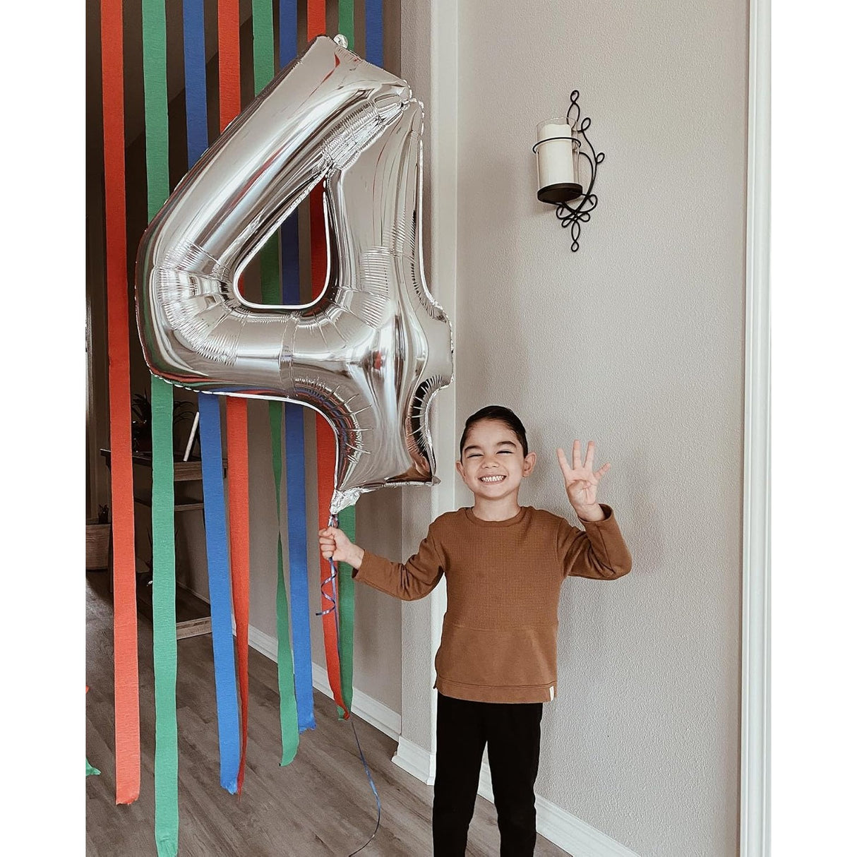 Balon Din Folie Metalizata, Figurina Cifra, Tema Aniversare 80 Cm, Ambalaj Individual, Pai Inclus, Umflare Cu Aer Sau Heliu, Cifra 4 - vivimall.ro