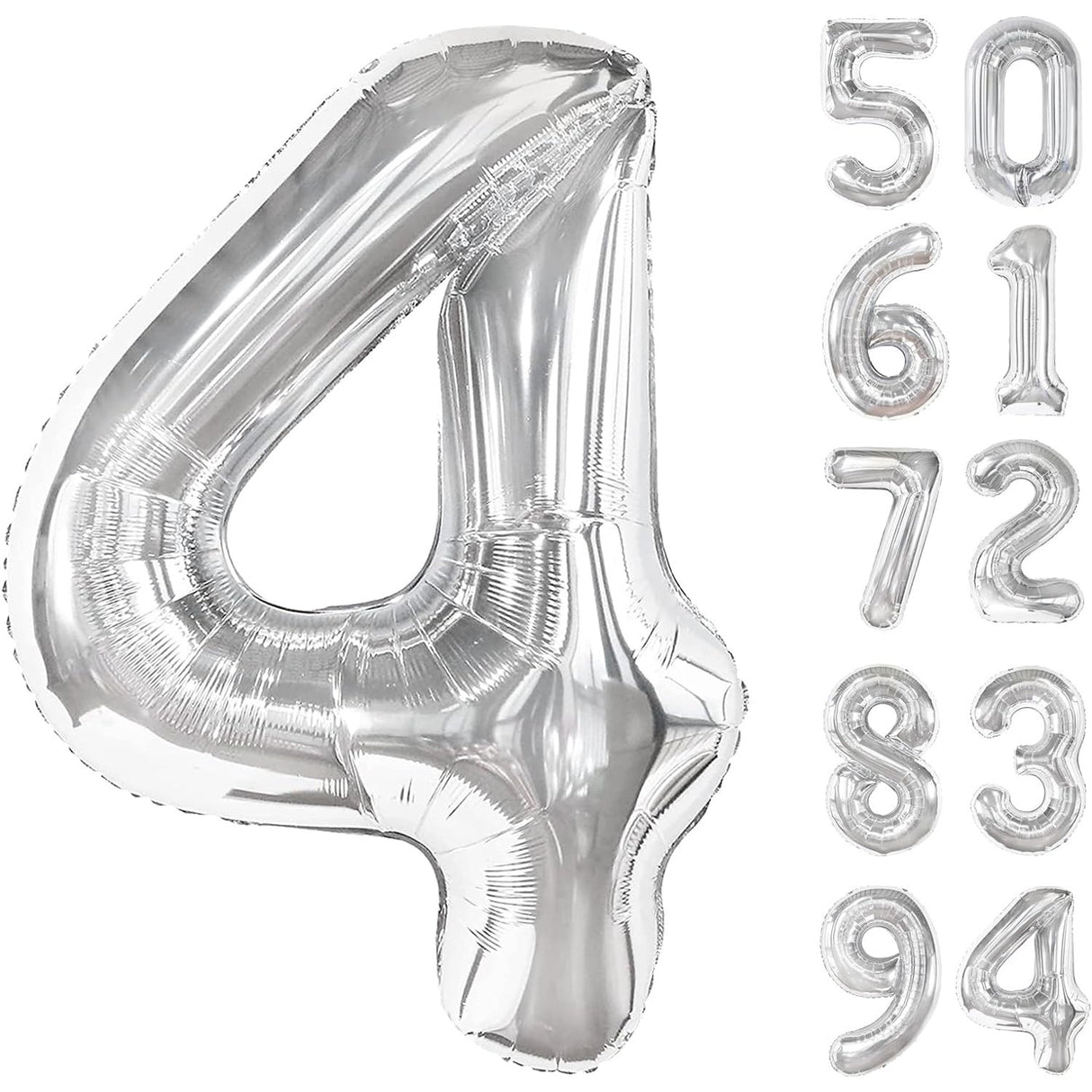 Balon Din Folie Metalizata, Figurina Cifra, Tema Aniversare 80 Cm, Ambalaj Individual, Pai Inclus, Umflare Cu Aer Sau Heliu, Cifra 4 - vivimall.ro