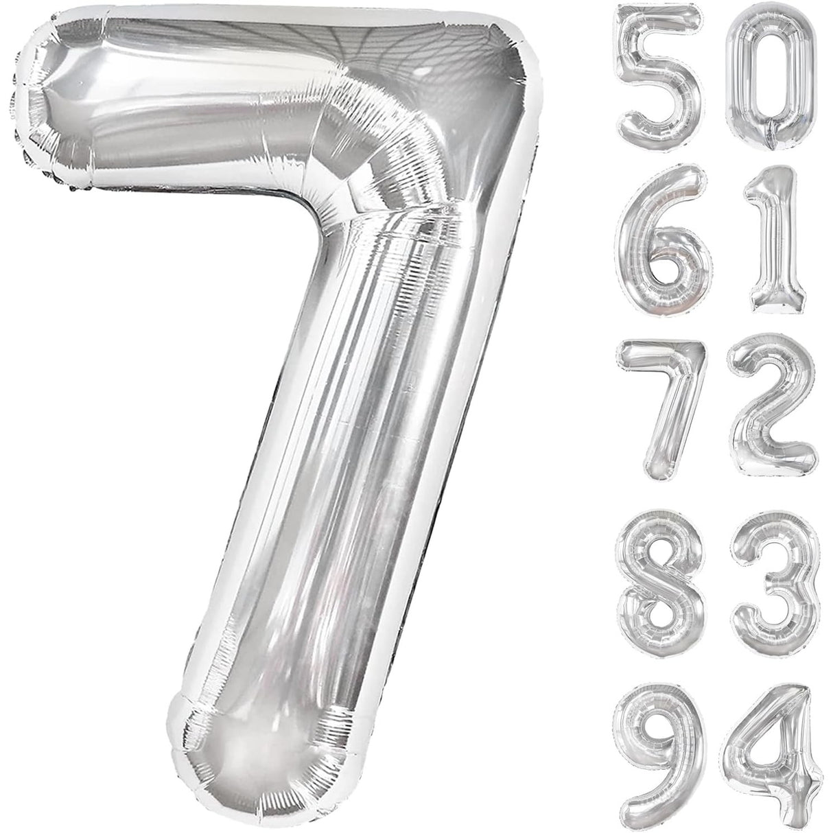 Balon Din Folie Metalizata, Figurina Cifra, Tema Aniversare 80 Cm, Ambalaj Individual, Pai Inclus, Umflare Cu Aer Sau Heliu, Cifra 7 - vivimall.ro