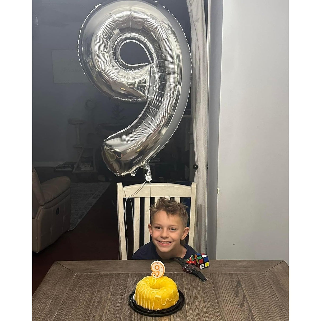 Balon Din Folie Metalizata, Figurina Cifra, Tema Aniversare 80 Cm, Ambalaj Individual, Pai Inclus, Umflare Cu Aer Sau Heliu, Cifra 9 - vivimall.ro