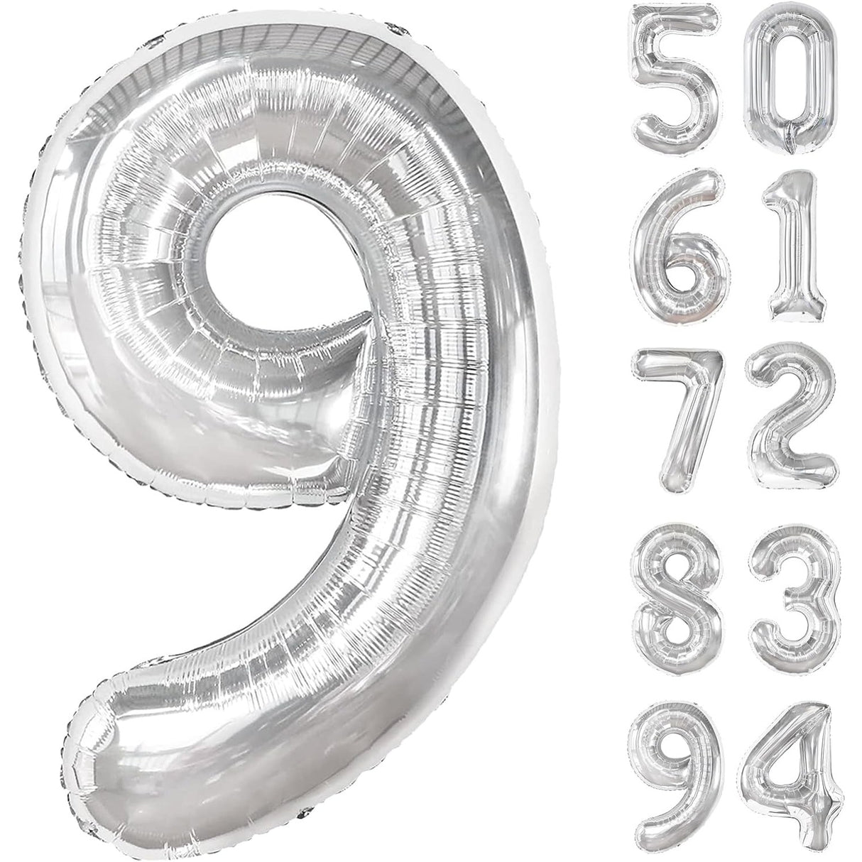 Balon Din Folie Metalizata, Figurina Cifra, Tema Aniversare 80 Cm, Ambalaj Individual, Pai Inclus, Umflare Cu Aer Sau Heliu, Cifra 9 - vivimall.ro
