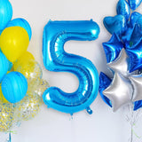Balon Din Folie Metalizata, Figurina Cifra, Tema Aniversare 80 Cm, Ambalaj Individual, Pai Inclus, Umflare Cu Aer Sau Heliu, Cifra 5 - vivimall.ro