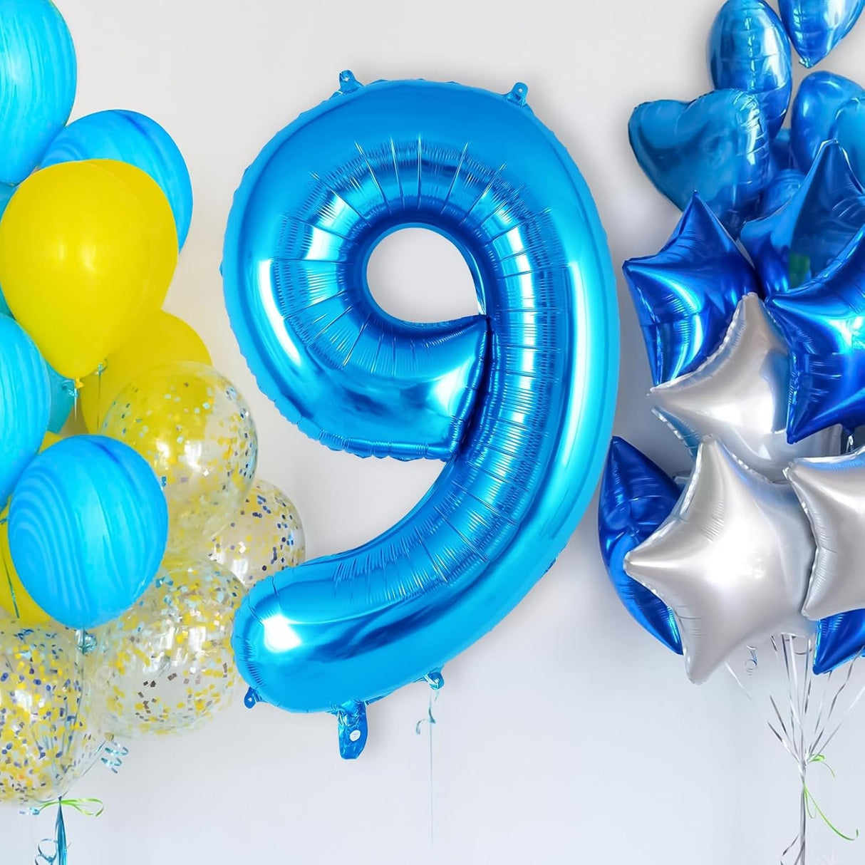 Balon Din Folie Metalizata, Figurina Cifra, Tema Aniversare 80 Cm, Ambalaj Individual, Pai Inclus, Umflare Cu Aer Sau Heliu, Cifra 9 - vivimall.ro