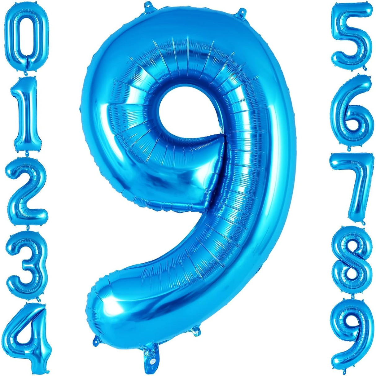 Balon Din Folie Metalizata, Figurina Cifra, Tema Aniversare 80 Cm, Ambalaj Individual, Pai Inclus, Umflare Cu Aer Sau Heliu, Cifra 9 - vivimall.ro