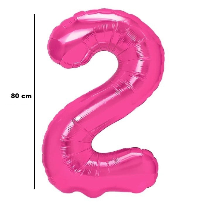 Balon Din Folie Metalizata, Figurina Cifra, Tema Aniversare 80 Cm, Ambalaj Individual, Pai Inclus, Umflare Cu Aer Sau Heliu, Cifra 2