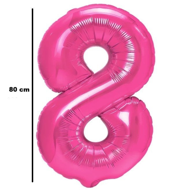 Balon Din Folie Metalizata, Figurina Cifra, Tema Aniversare 80 Cm, Ambalaj Individual, Pai Inclus, Umflare Cu Aer Sau Heliu, Cifra 8
