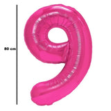 Balon Din Folie Metalizata, Figurina Cifra, Tema Aniversare 80 Cm, Ambalaj Individual, Pai Inclus, Umflare Cu Aer Sau Heliu, Cifra 9