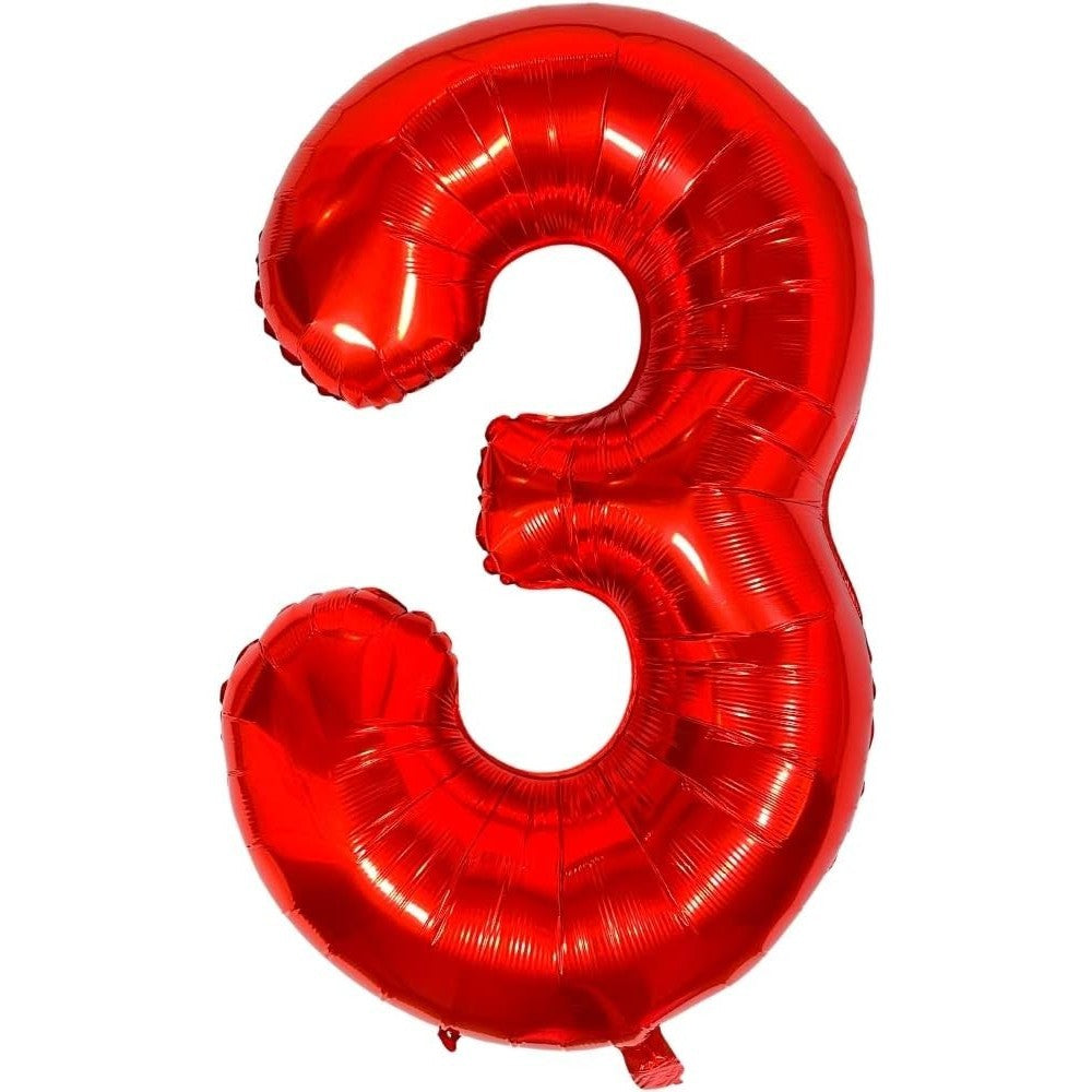 Balon Din Folie Metalizata, Figurina Cifra, Tema Aniversare 80 Cm, Ambalaj Individual, Pai Inclus, Umflare Cu Aer Sau Heliu, Cifra 3