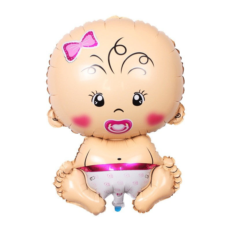 Balon Din Folie Metalizata, Figurina Fetita, Tema Botez, Ambalaj Individual, Pai Inclus, Umflare Cu Aer Sau Heliu